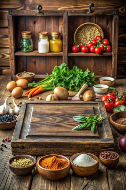 Składniki na stole: warzywa i przyprawy